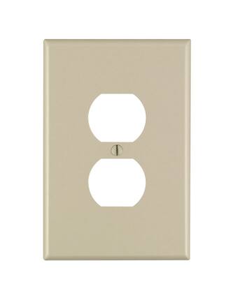Front. Leviton - 1-Gang Oversized Thermoset Duplex Device Receptacle Wallplate, Device-Mount, 86103 - Ivory.