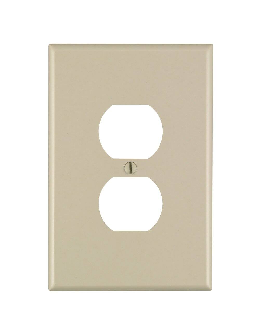 Front. Leviton - Leviton Ivory 1 gang Thermoset Plastic Duplex Wall Plate 1 pk (Case of 25) - Ivory.