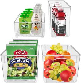 Sorbus - Plastic Storage Bins Stackable Clear Pantry Organizer Box Bin for Organizing Kitchen Fridge, Food, Snack Pantry