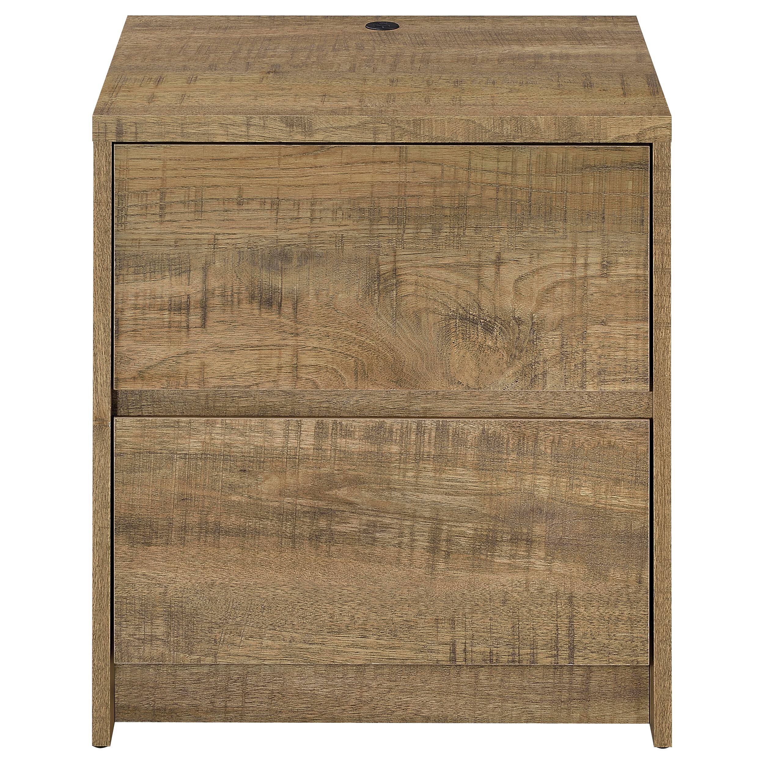 Back. Tiramisubest - 2-Drawer Nightstand with LED Lights and USB Ports in Warm Wood Finish - yellow.
