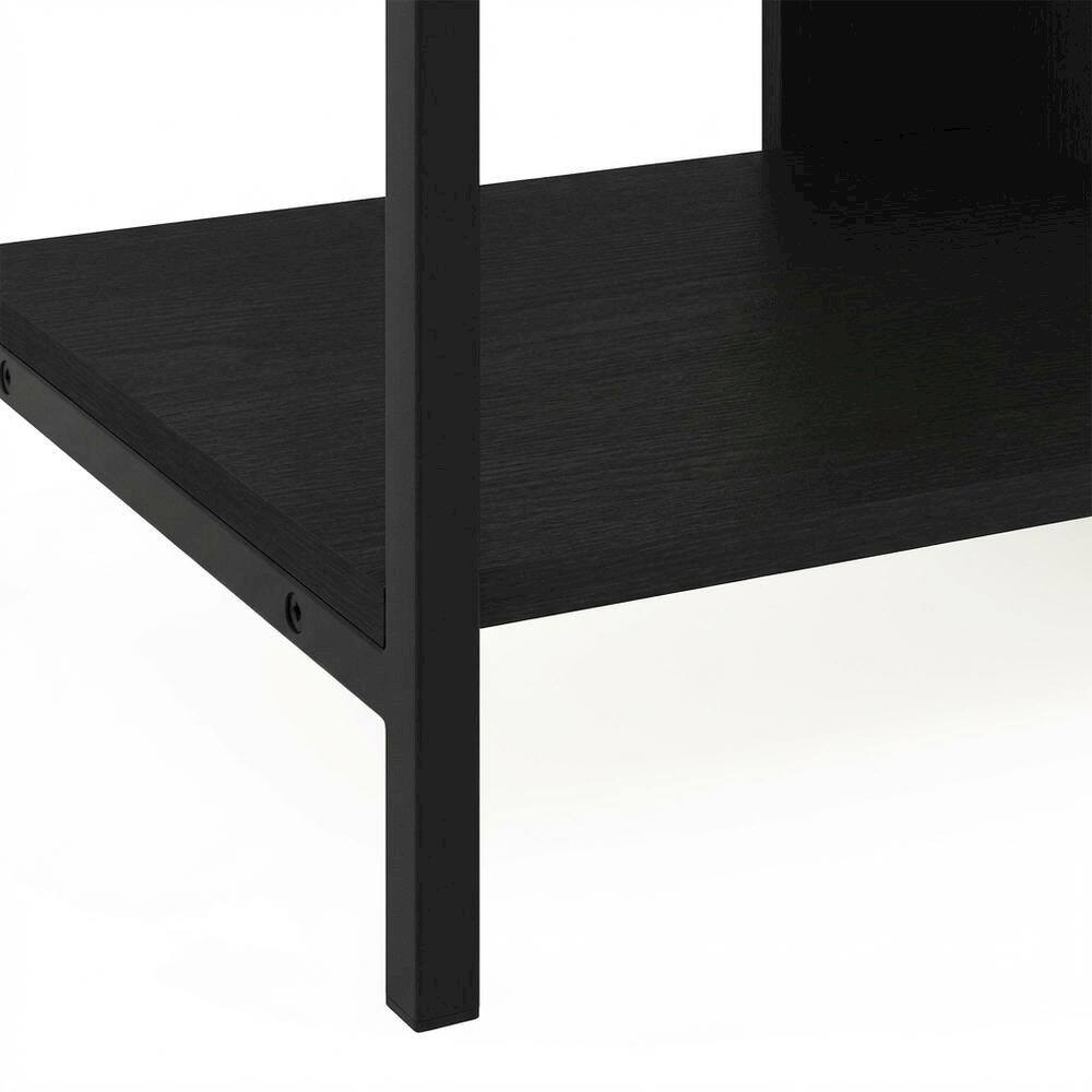 Alt View 2. FurniFact - Modern black TV stand with open shelves for entertainment centers - Americano/Black.