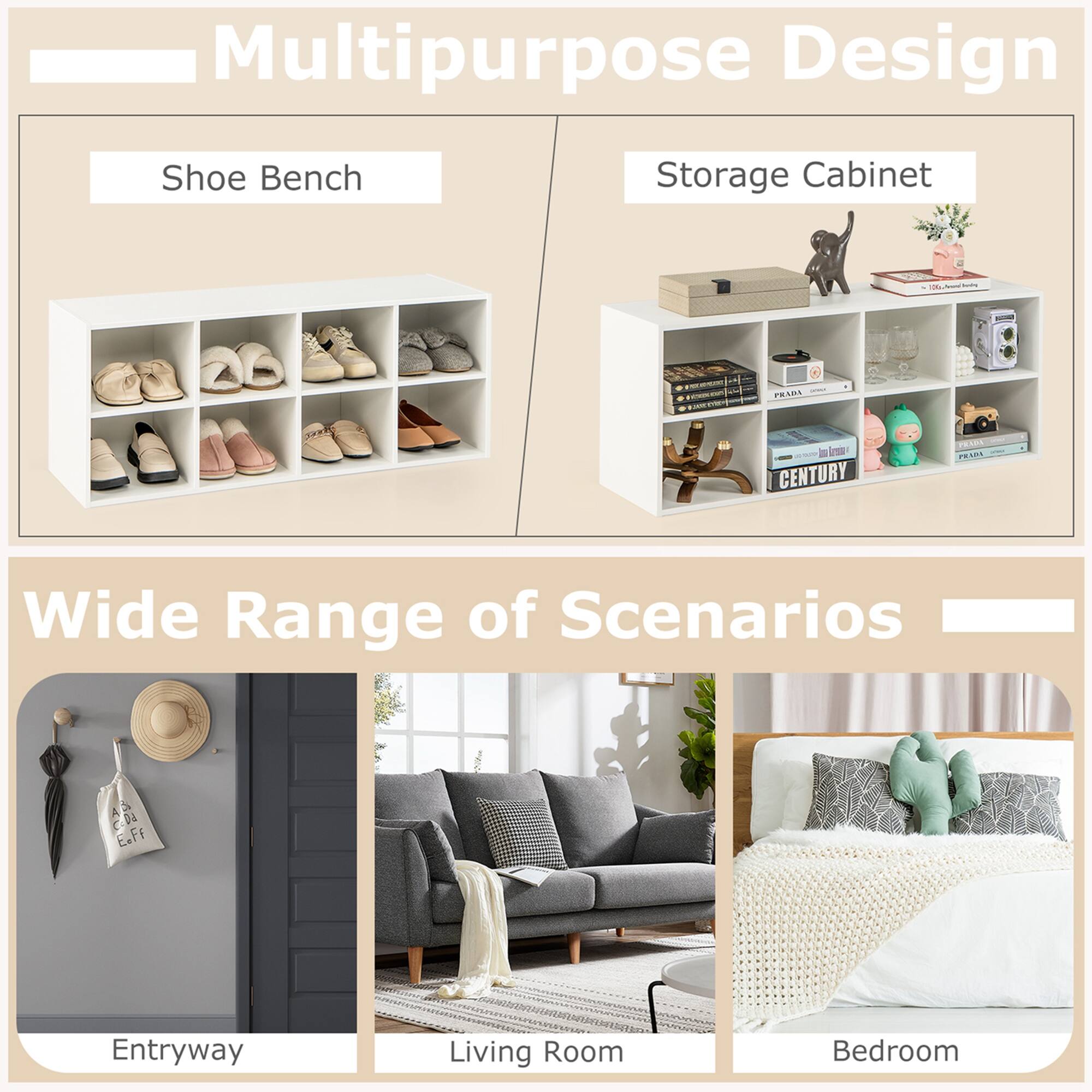 Multipurpose Design Shoe Bench Storage Cabinet Moton - - c - - E1 t - ina CENTURY ... | ...O. Wide Range of Scenarios CD E.Ff Entryway Living Room Bedroom