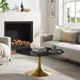 Modway - Lippa Round Artificial Marble Coffee Table - Gold Black