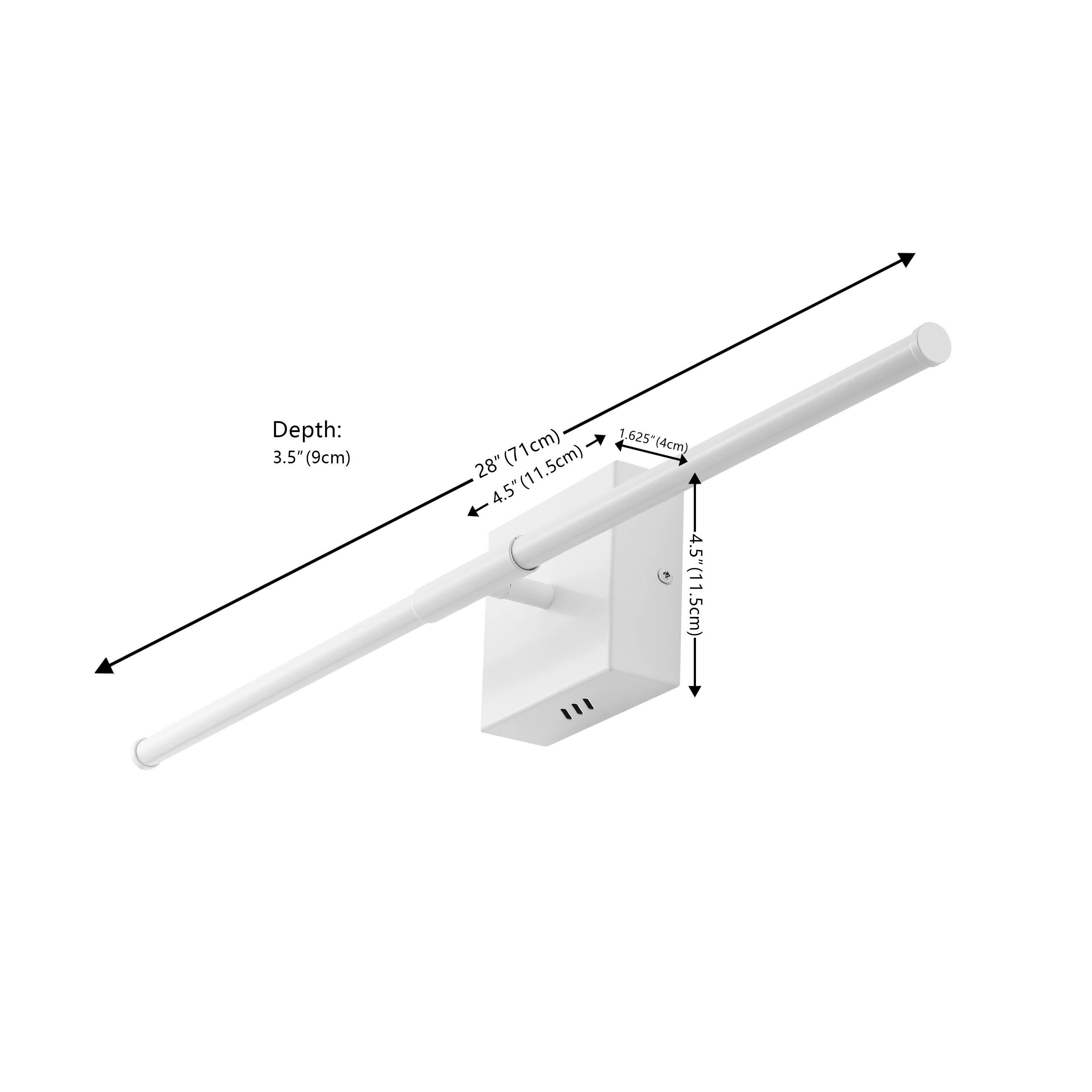Depth: 3.5" (9cm)  
28" (71cm)  
4.5" (11.5cm)  
1.625" (4cm)  
4.5" (11.5cm)