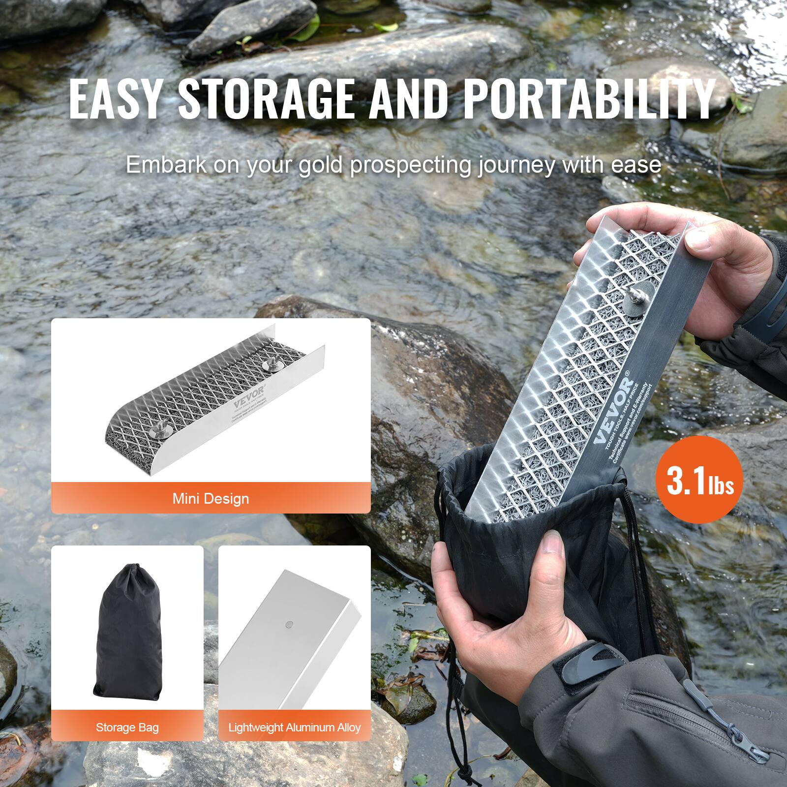 EASY STORAGE AND PORTABILITY

Embark on your gold prospecting journey with ease

VEVOR VA Mini Design - 3.1lbs

Storage Bag
Lightweight Aluminum Alloy