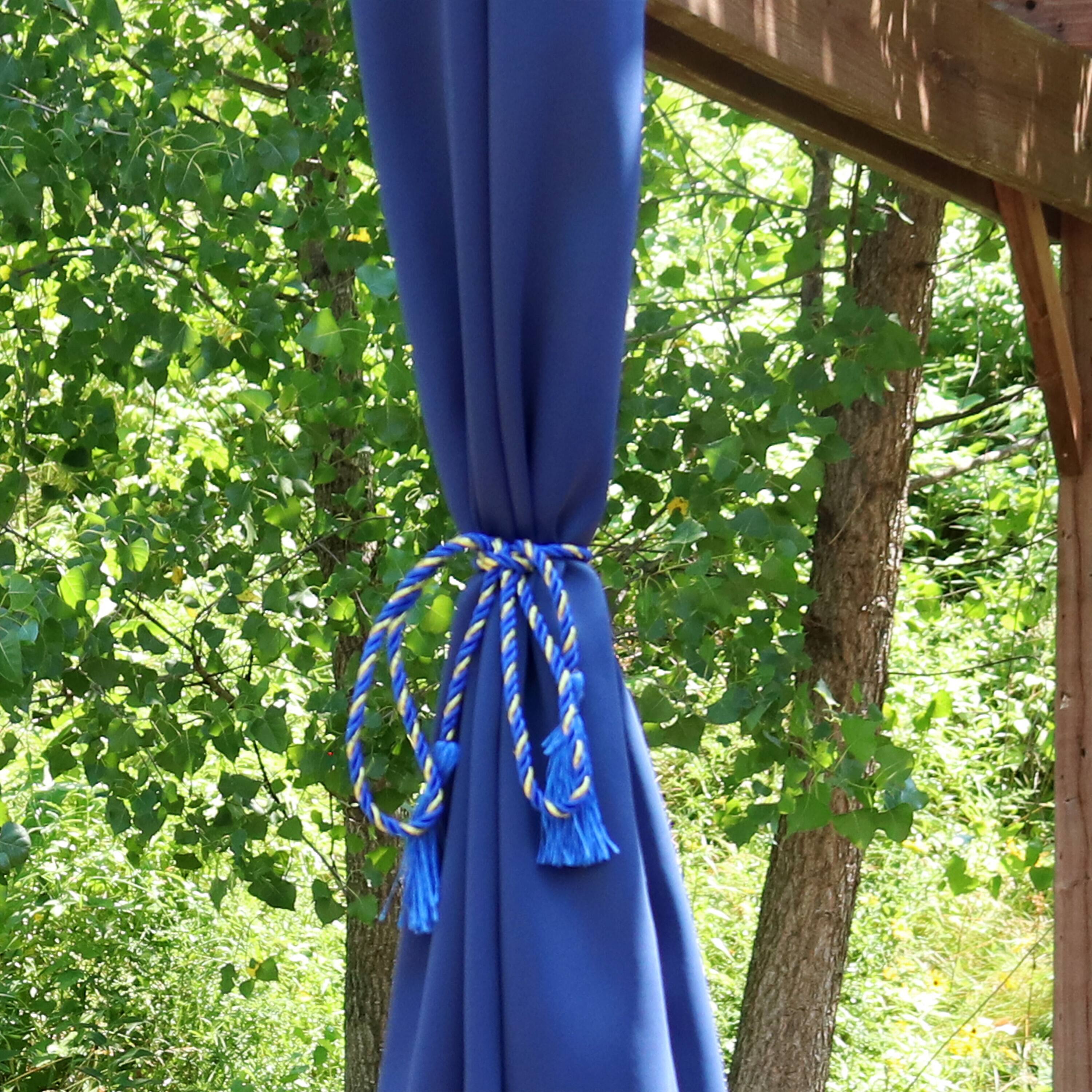 Alt View 3. Sunnydaze - Rope Indoor and Outdoor Curtain Tiebacks - Set of 4 - Blue.