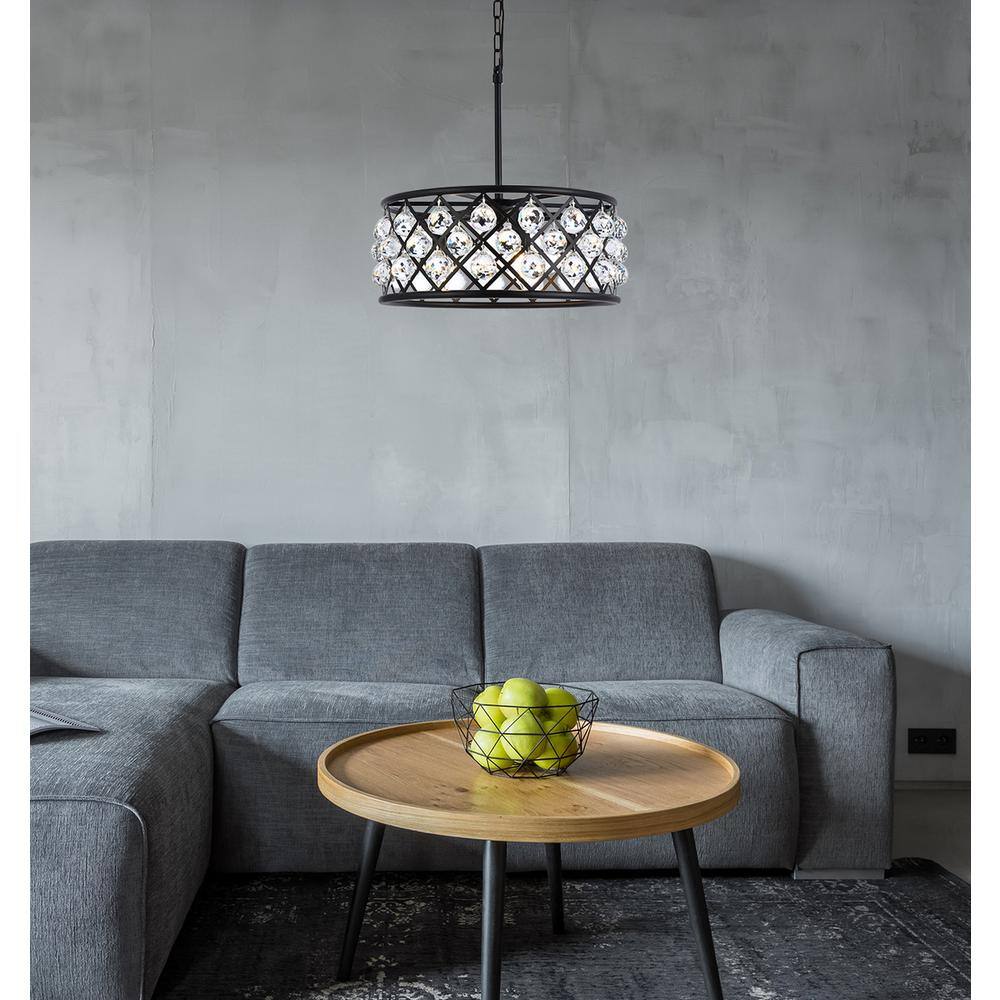 Back. Urban Classic - Madison 5 light Matte Black Chandelier Clear Royal Cut Crystal - Matte Black.