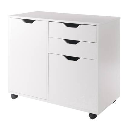Front. Winsome Wood - Halifax 2-Section Mobile Filing Cabinet - White.