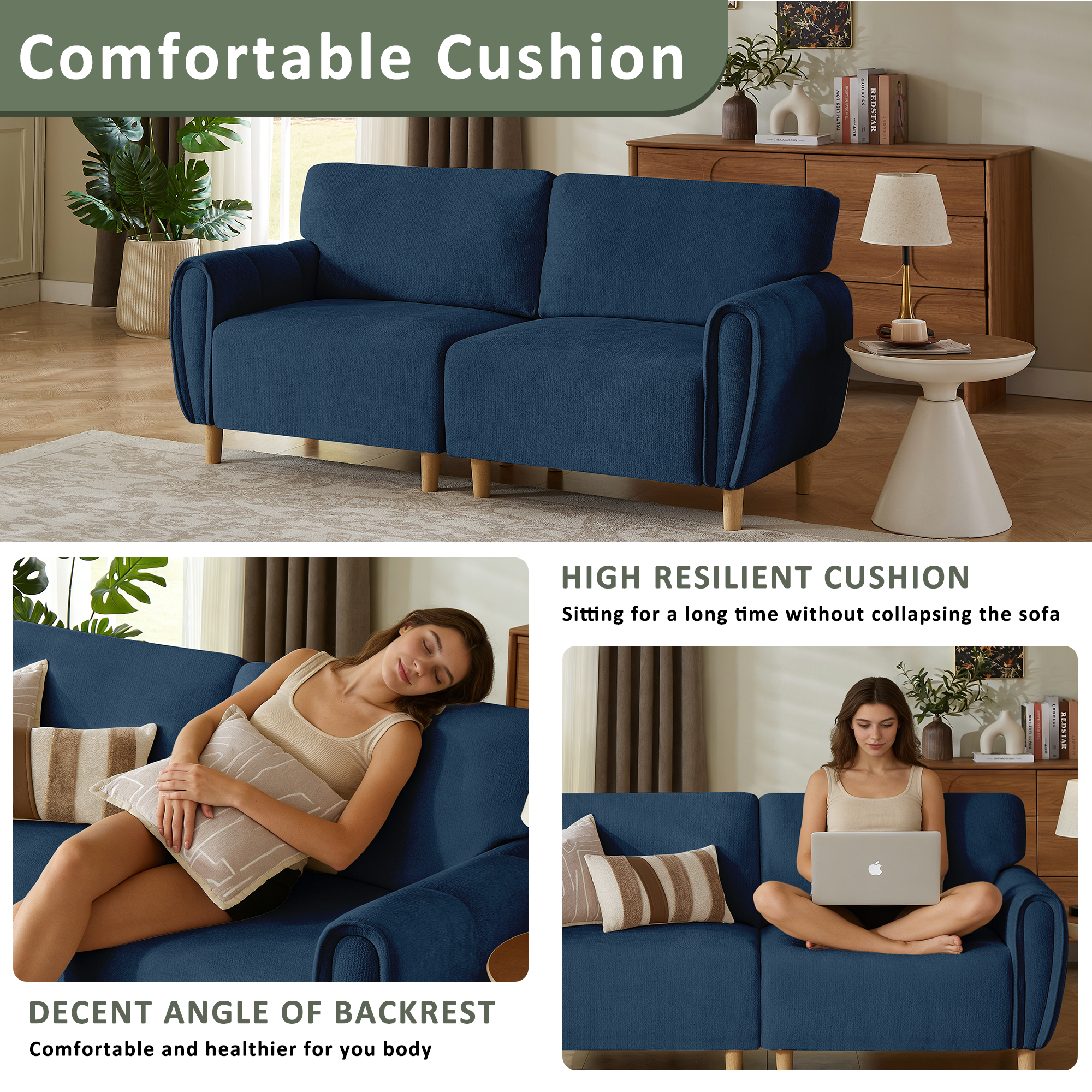 Comfortable Cushion

A.T.S O.. HIGH RESILIENT CUSHION
Sitting for a long time without collapsing the sofa

SENSOR DECENT ANGLE OF BACKREST
Comfortable and healthier for your body