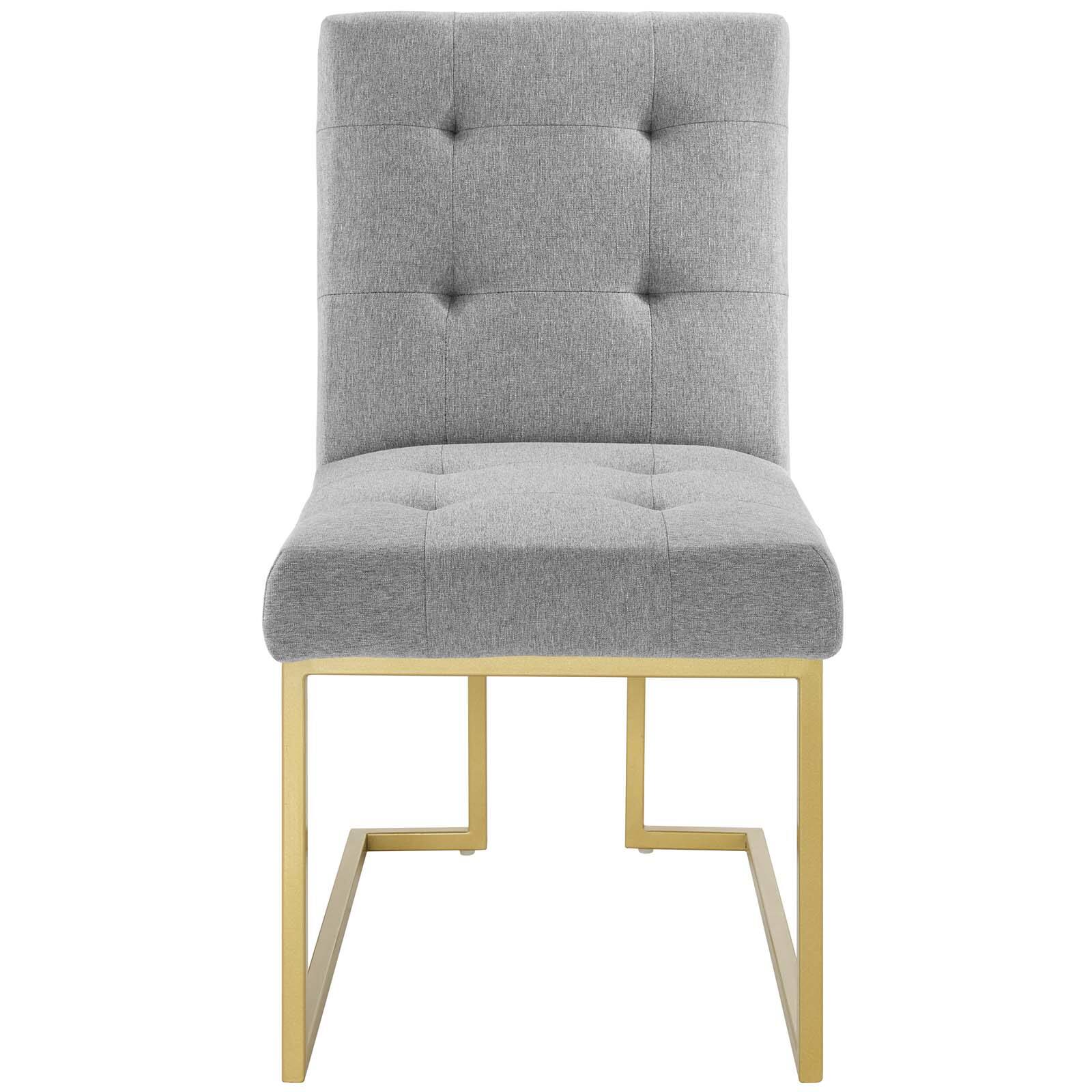 Alt View 2. Modway - Privy Gold Stainless Steel Upholstered Fabric Dining Accent Chair by Modway - Gold Light Gray.