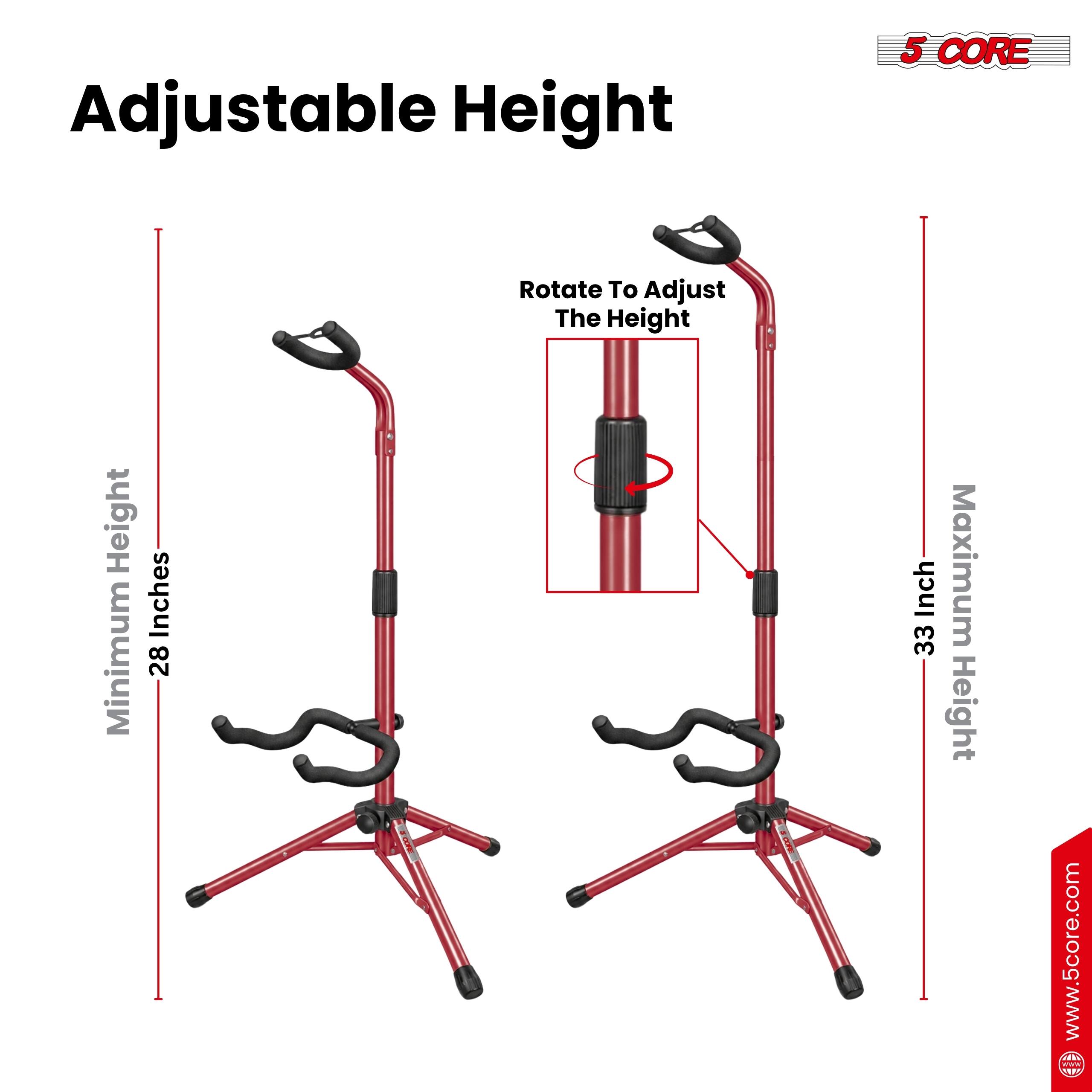 Adjustable Height

5 CORE

Height Minimum
Inches 28

Rotate To Adjust The Height

Inch 33

Maximum Height

ASE MM www.5core.com