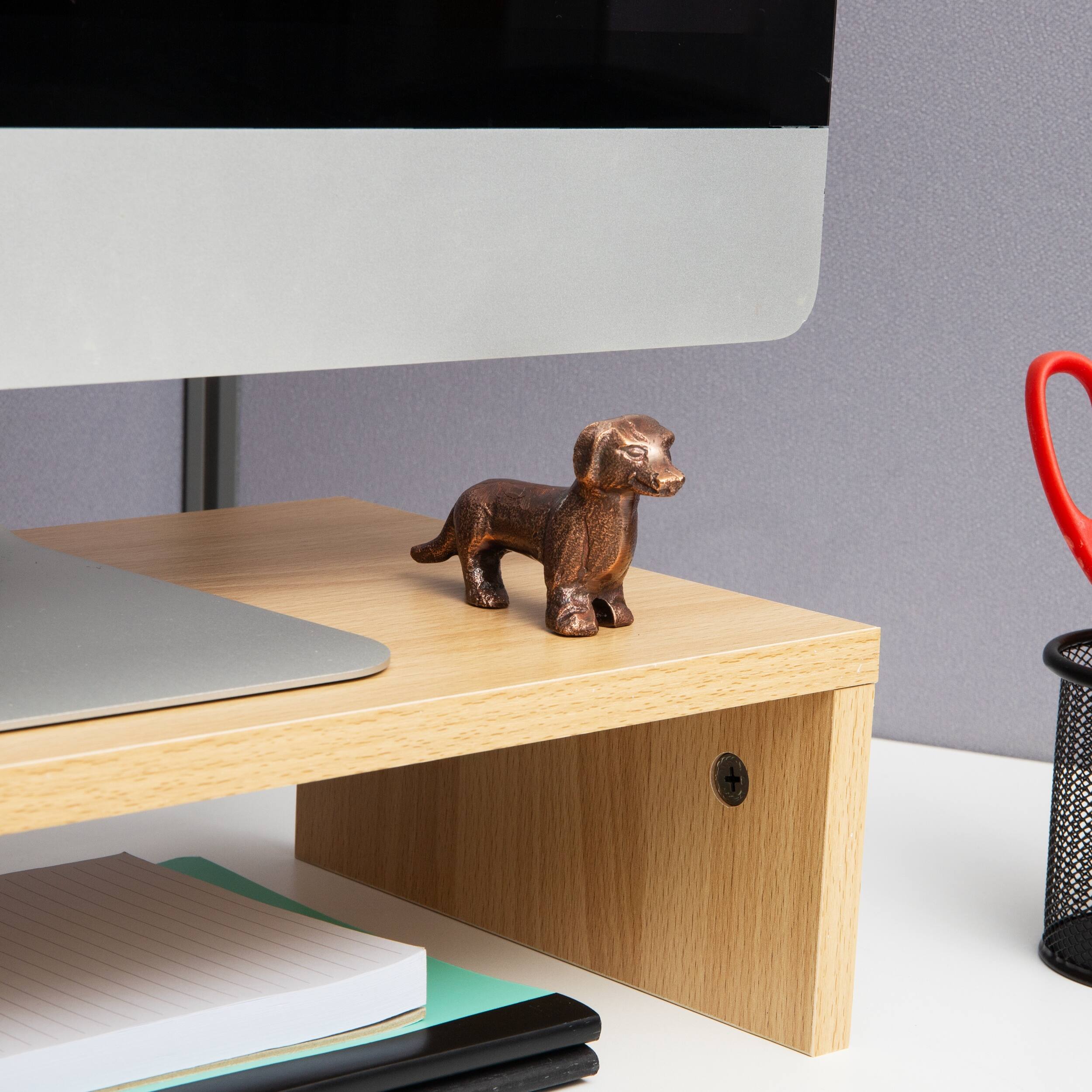 Alt View 1. Mind Reader - Dachshund Figurine, Desk or Bookshelf Home Decor, Cast Aluminum, Antique Brass Finish - Bronze.