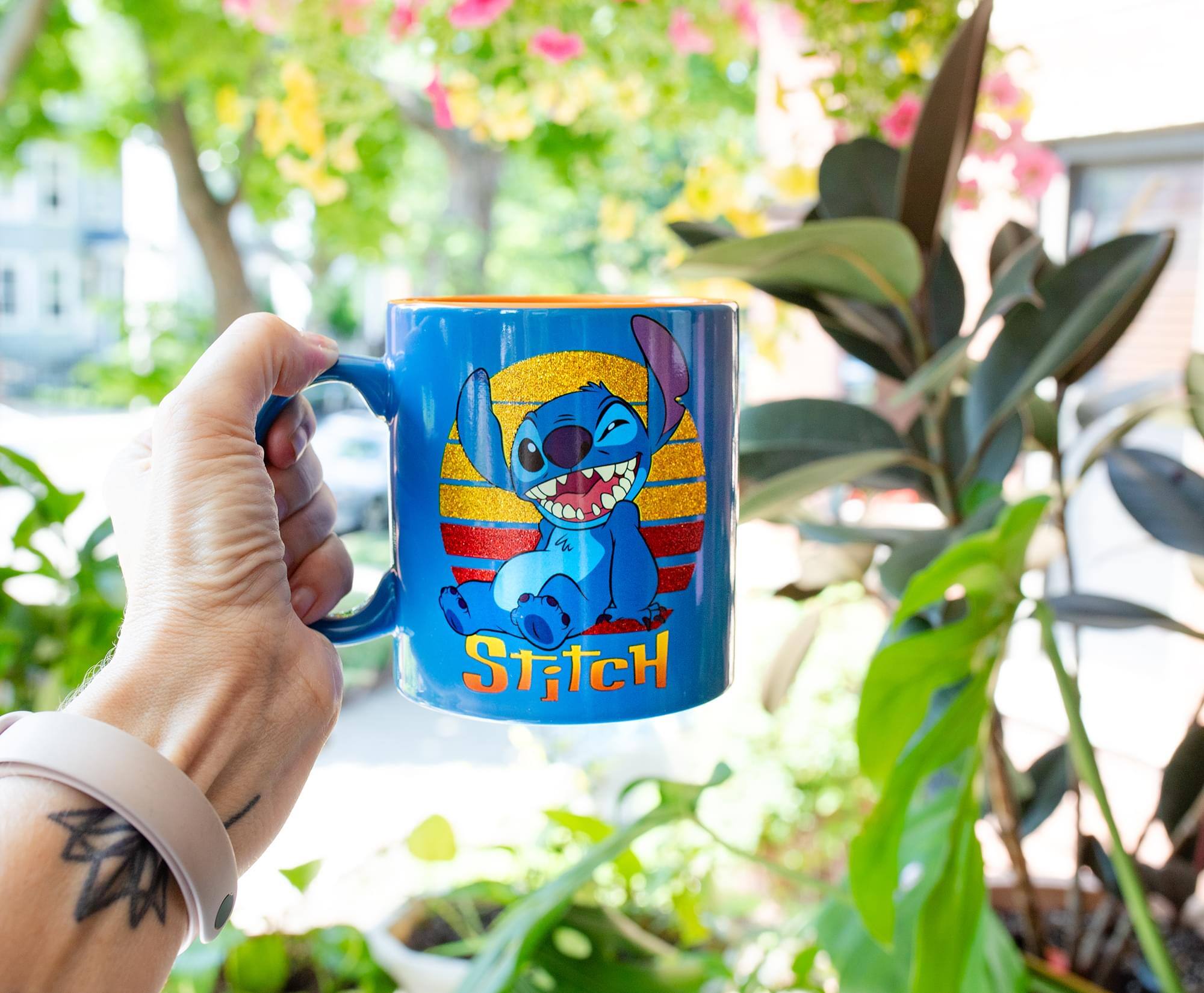 Alt View 4. Silver Buffalo - Disney Lilo & Stitch Sunset Ceramic Glitter Mug | Holds 20 Ounces - Blue.