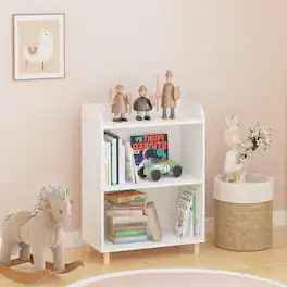 APRILSOUL - Kids 3 Tier Bookcase Toy Storage Cabinet Children's Room Playroom Nursery - White