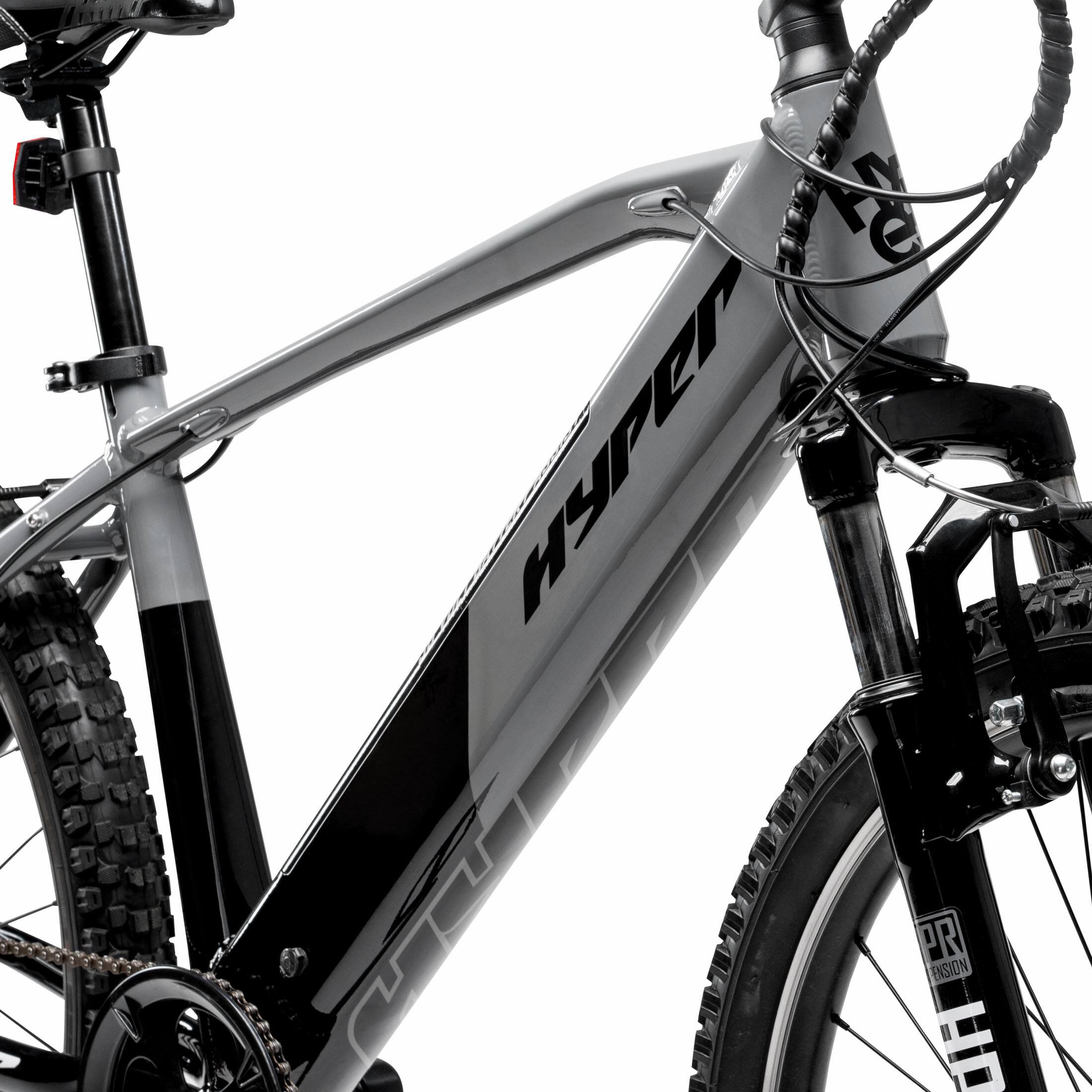 Alt View 12. Hyper - 26" Mountain Electric Bike eBike 20mph Max Speed - 35 Mile Operating Range - Class 2 Throttle - UL Approved & Certified - Grey.