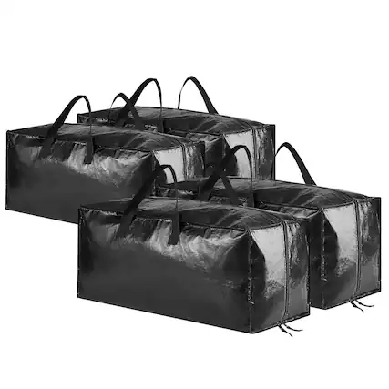 Front. Tooloton - 4 Pack Large Moving Bags with Straps, College Dorm Packing Supplies, Black - Black.