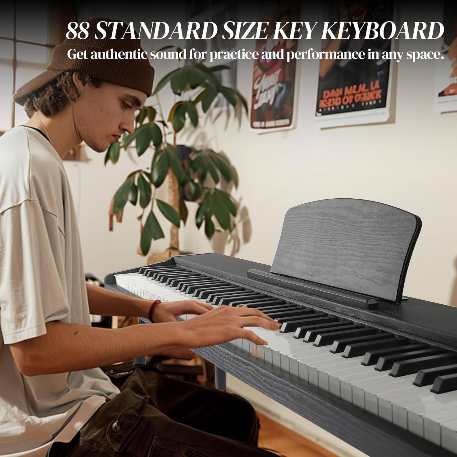 88 STANDARD SIZE KEY KEYBOARD  
Get authentic sound for practice and performance in any space.