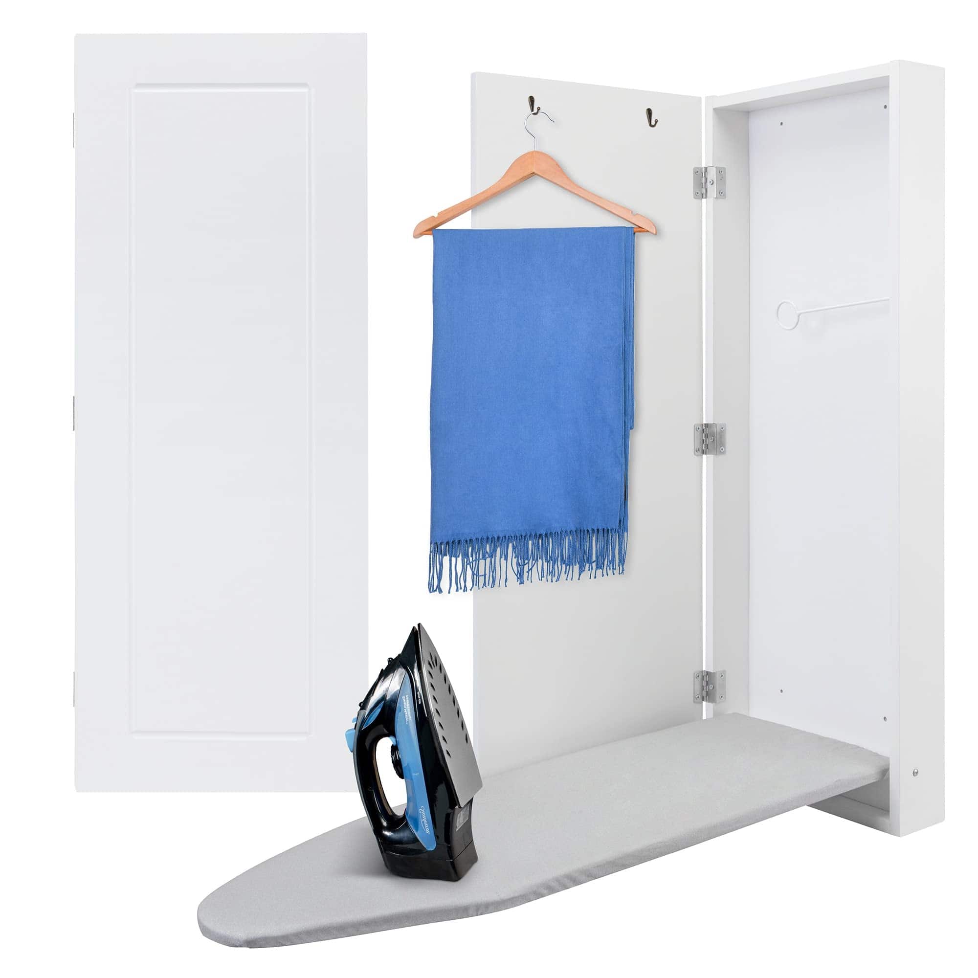 Ivation - Ironing Board, Wall Mounted Ironing Board Cabinet W/Left Side Door & Release Lever - White