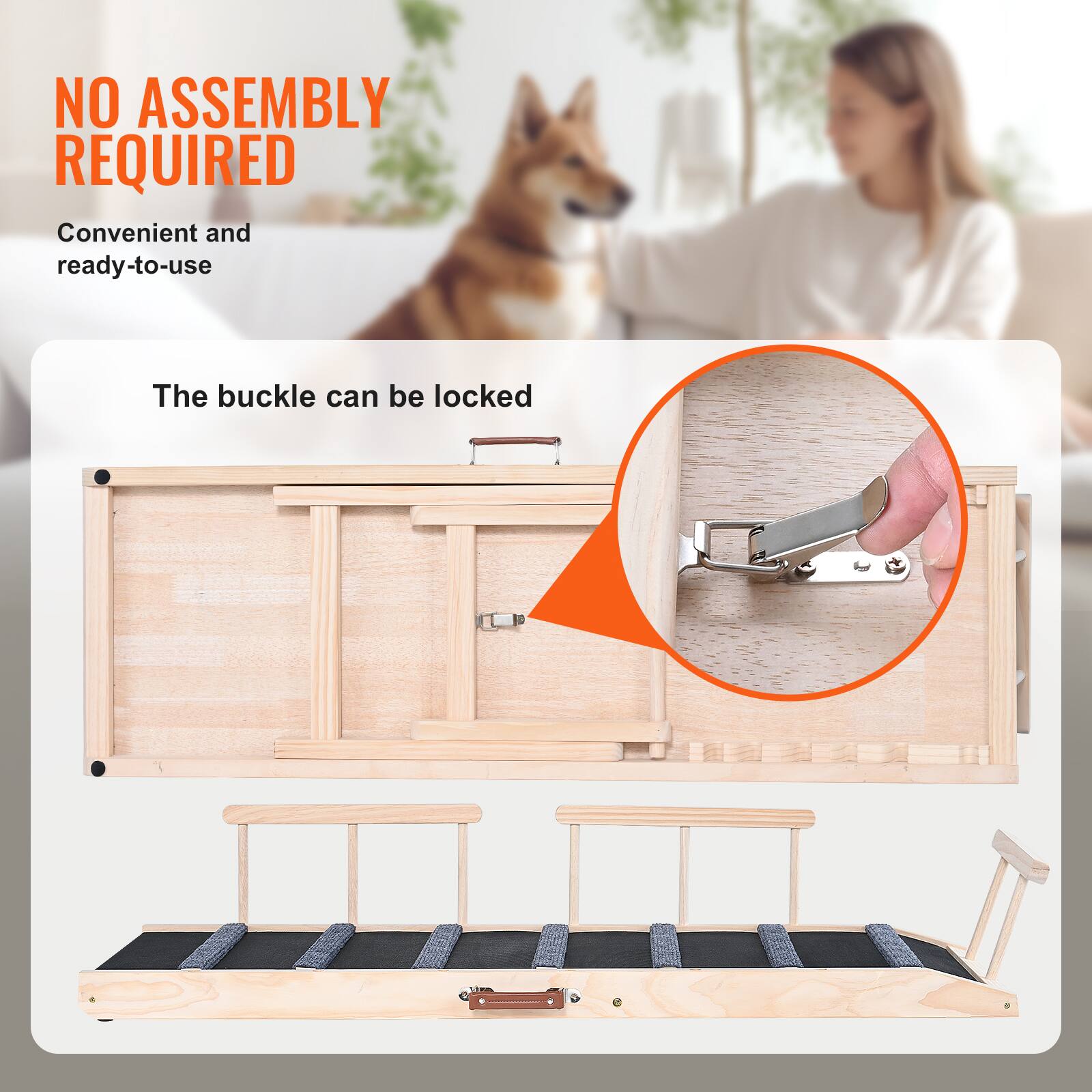 NO ASSEMBLY REQUIRED  
Convenient and ready-to-use  

The buckle can be locked