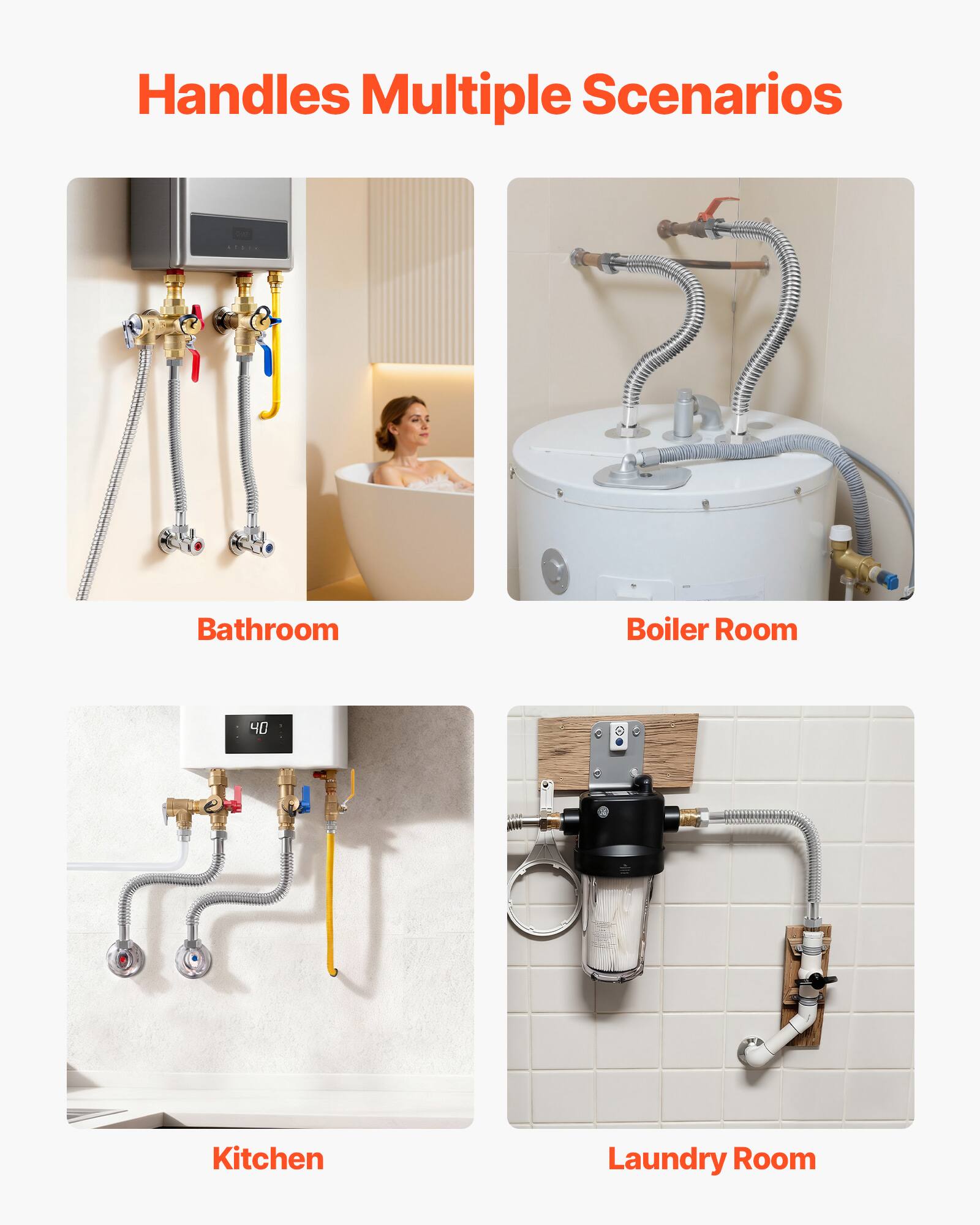 Handles Multiple Scenarios

Bathroom

Boiler Room

Kitchen

Laundry Room