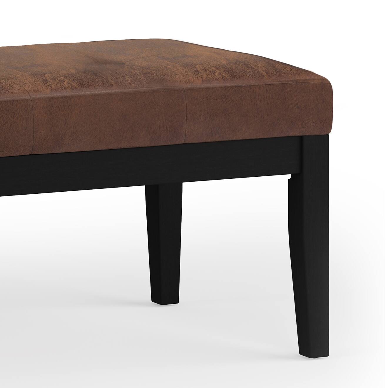 Alt View 14. Simpli Home - Lacey Tufted Ottoman Bench - Distressed Chestnut Brown.