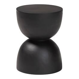 bali & pari - Nomiki Solid Suar Wood Side Table - Hand-Carved Sculptural End Table with Hourglass Design, Modern Boho Style - Black
