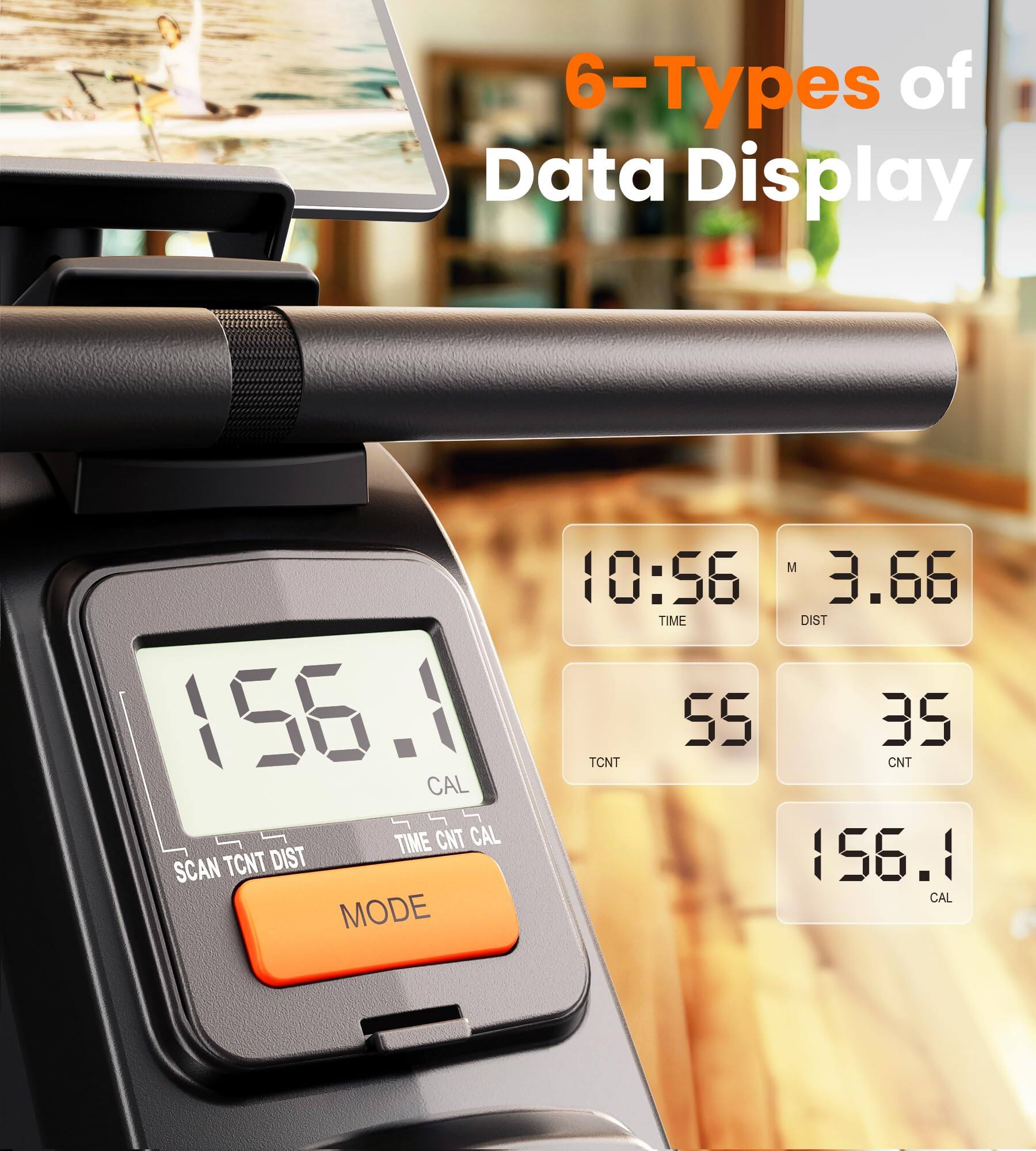 6-Types of Data Display

10:56 TIME  
3.66 DIST  
55 TCNT  
35 CNT  
156.1 CAL  

SCAN TCNT DIST  
TIME CNT CAL  
MODE