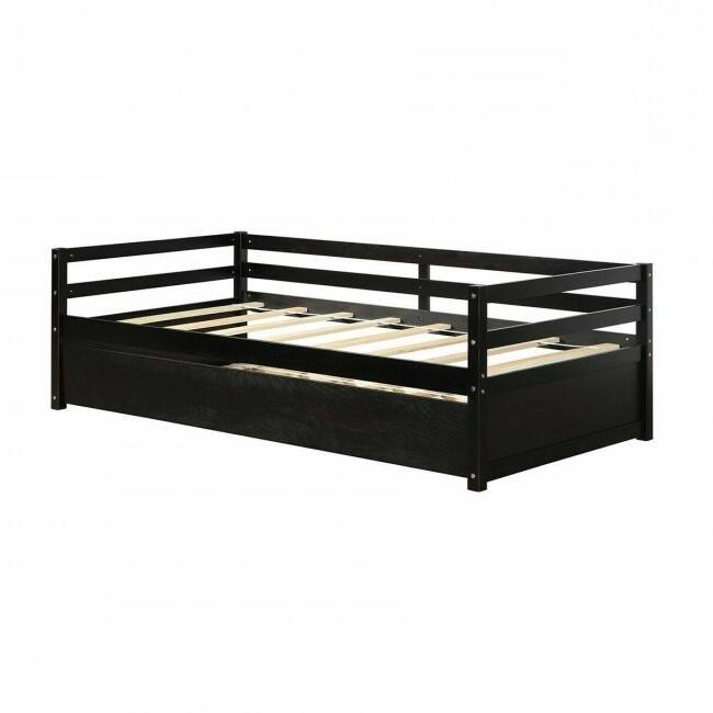 Angle. Hivvago - Hivvago Twin/Twin Dorm Style Trundle Daybed Platform Bed Frame - Espresso.