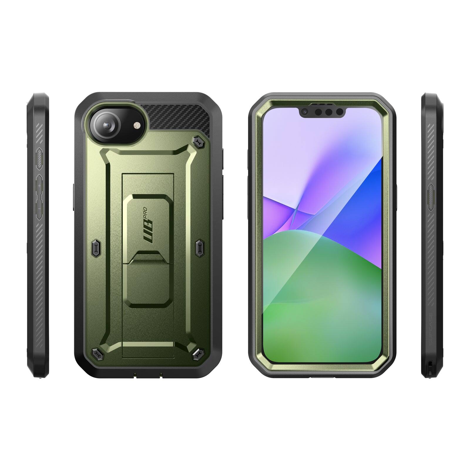 Alt View 6. SUPCASE - iPhone 16e  Unicorn Beetle Pro Rugged Case - Dark Green.