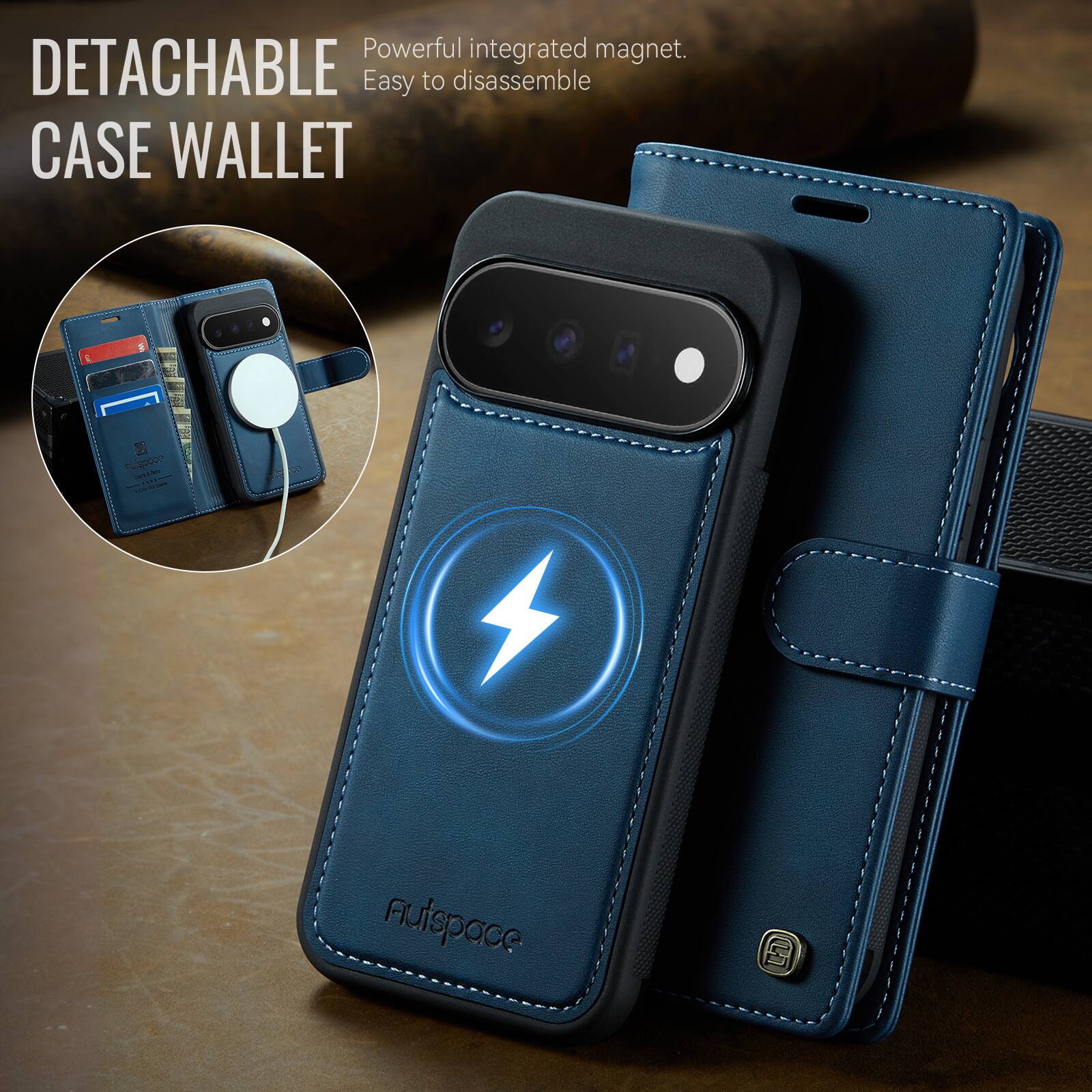 Dteck 2 in 1 Magnetic Leather Wallet Phone Case for Google Pixel 11 Pro ...