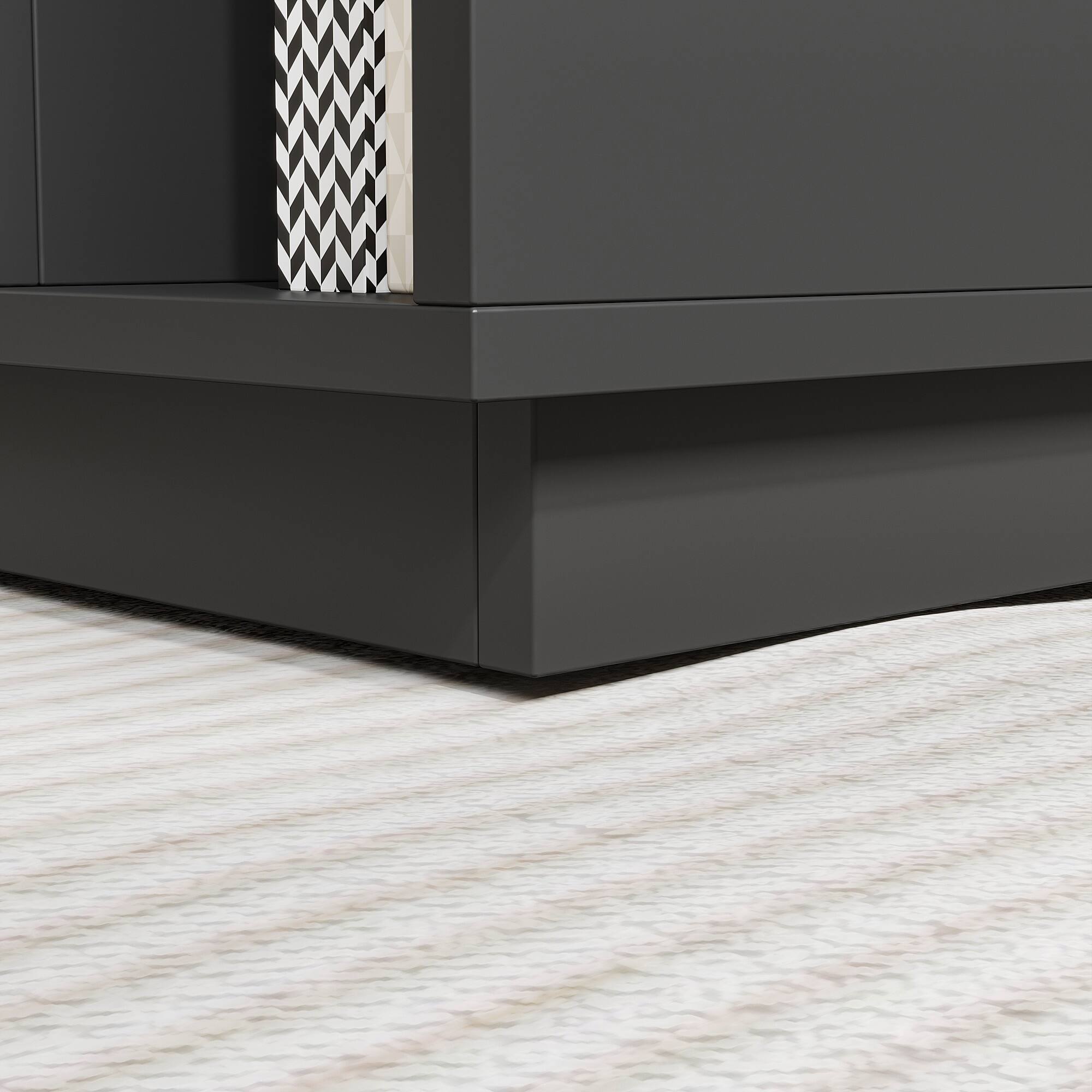 Back. Famapy - Electric Height Adjustable Desk with Storage Drawers & Shelves, Standing Desk for Home Office Ergonomic Workspace - Black.