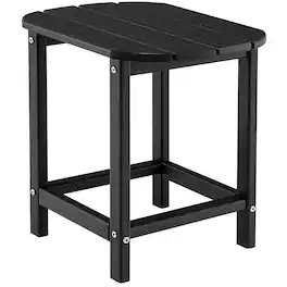 Costway - 18" Patio Adirondack Side Table Weather Resistant HDPE Garden - Black