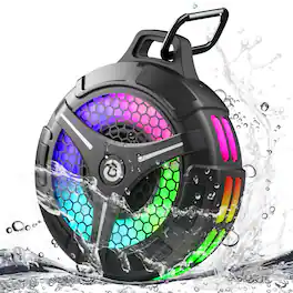 Ortizan - Bluetooth 5.3 Shower Speaker, IPX7 Waterproof, RGB Light, Strong Suction Cup, Mini Stereo Sound, Perfect for Bathroom, P