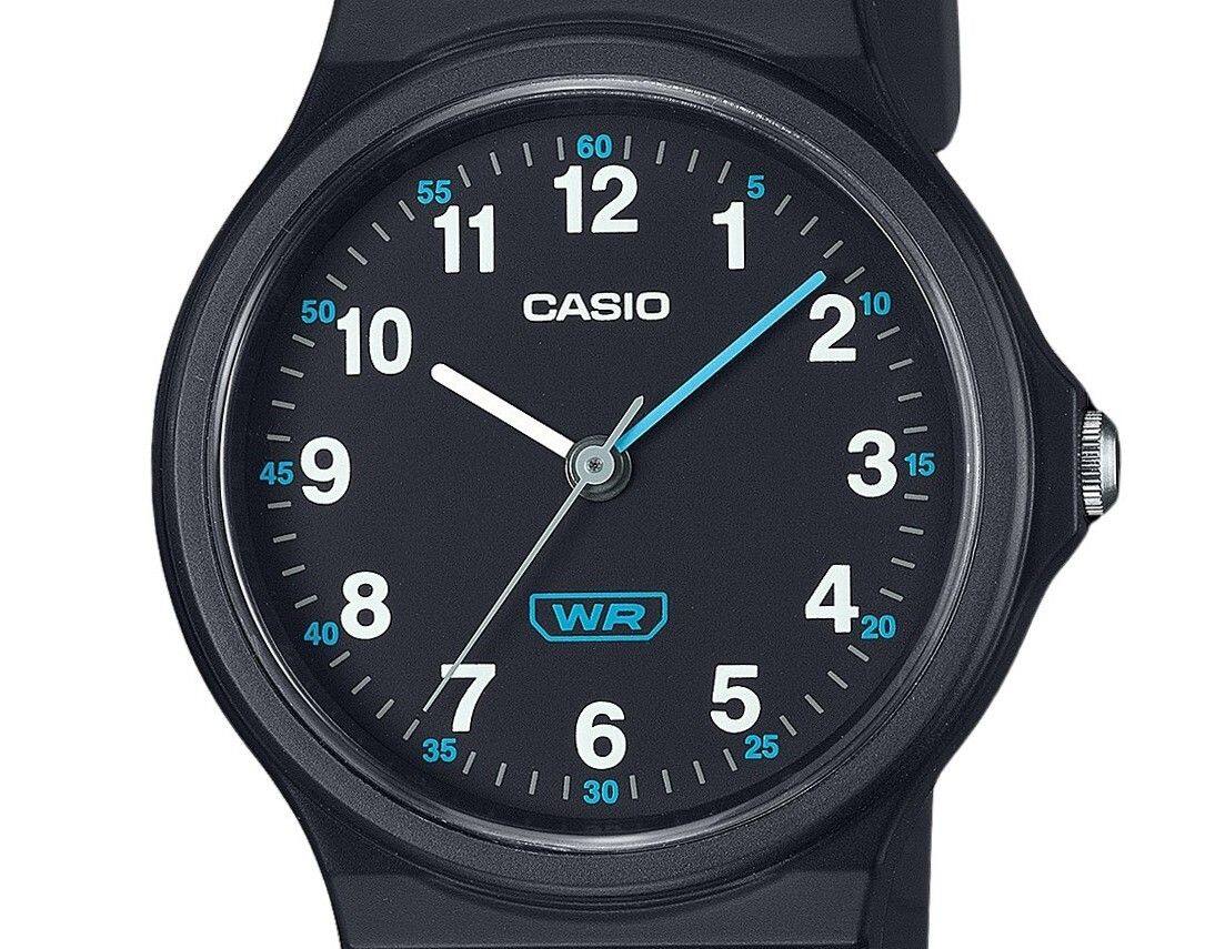 Left. Casio - Pop Analog Black Bio Based Resin Strap Black Dial Quartz LQ-24B-1B Women's Watch - Black.