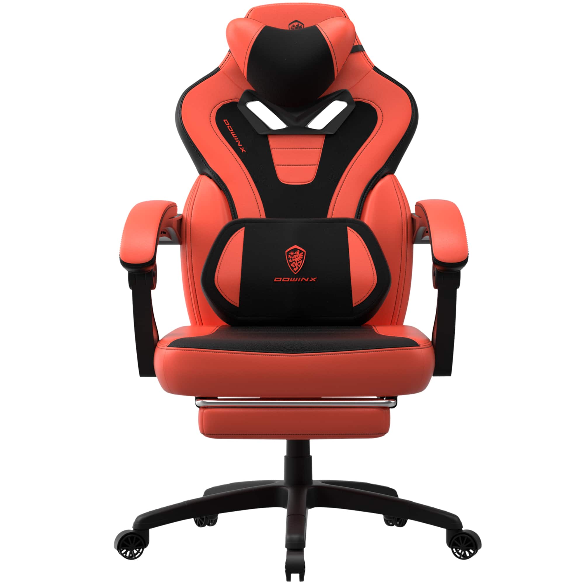 Dowinx - Gaming Chair Ergonomic with Adjustable Massage Lumbar Support, Reclining Office Chair with Footrest for Adults - Red