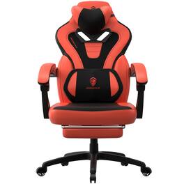 Dowinx - Gaming Chair Ergonomic with Adjustable Massage Lumbar Support, Reclining Office Chair with Footrest for Adults - Red