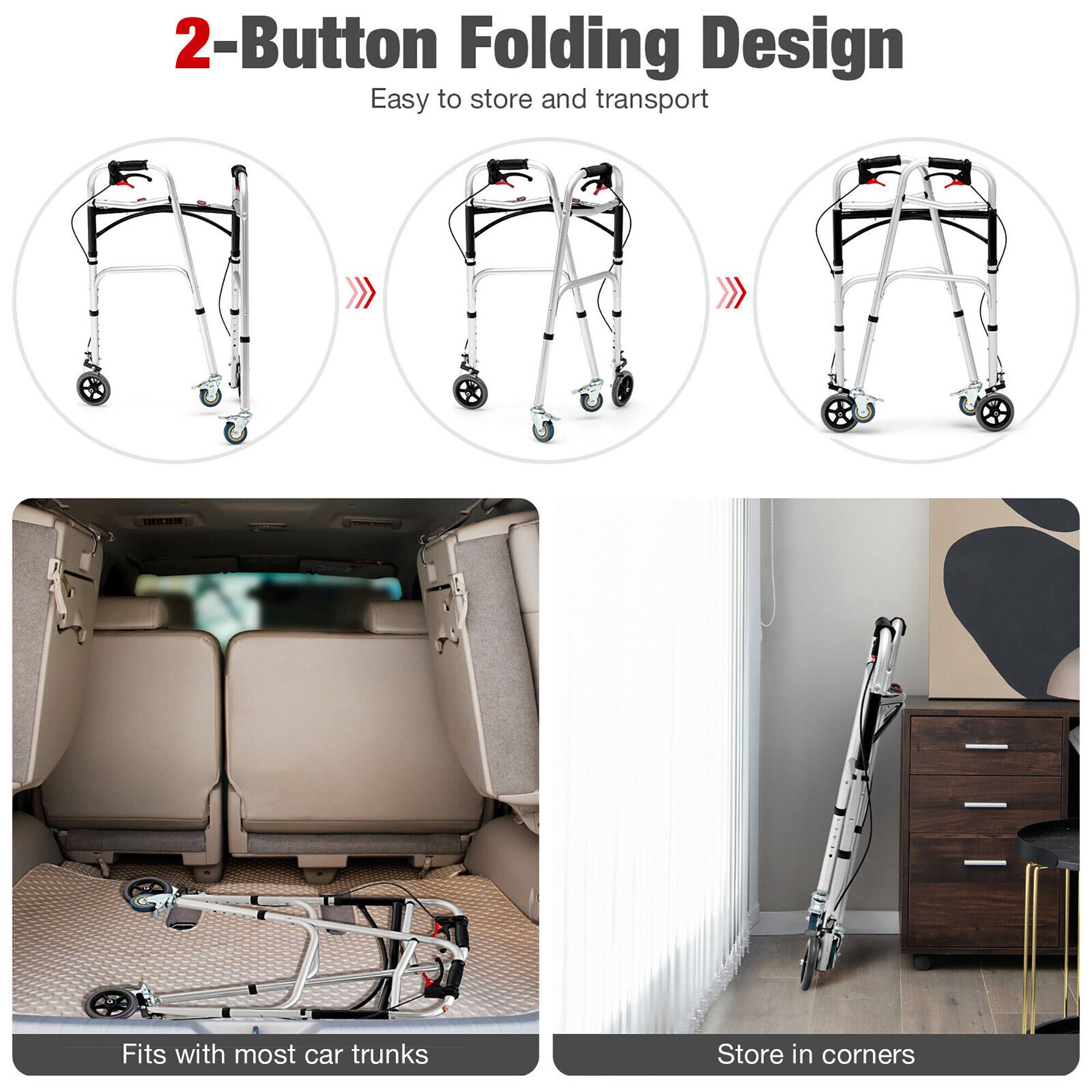 2-Button Folding Design  
Easy to store and transport  

Fits with most car trunks  

Store in corners