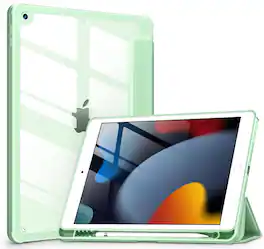 DTTO - Case for iPad 9th/8th/7th Generation 10.2 inch, Clear Back, TPU Shockproof Frame Cover - Green