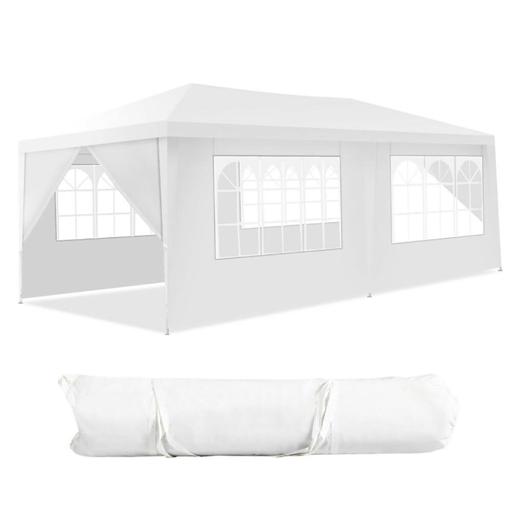 Angle. Kadyn - 10 x 20 Feet 6 Sidewalls Canopy Tent with Carry Bag-White, Outdoor Gazebo Wedding Party Tent Canopy Tent.
