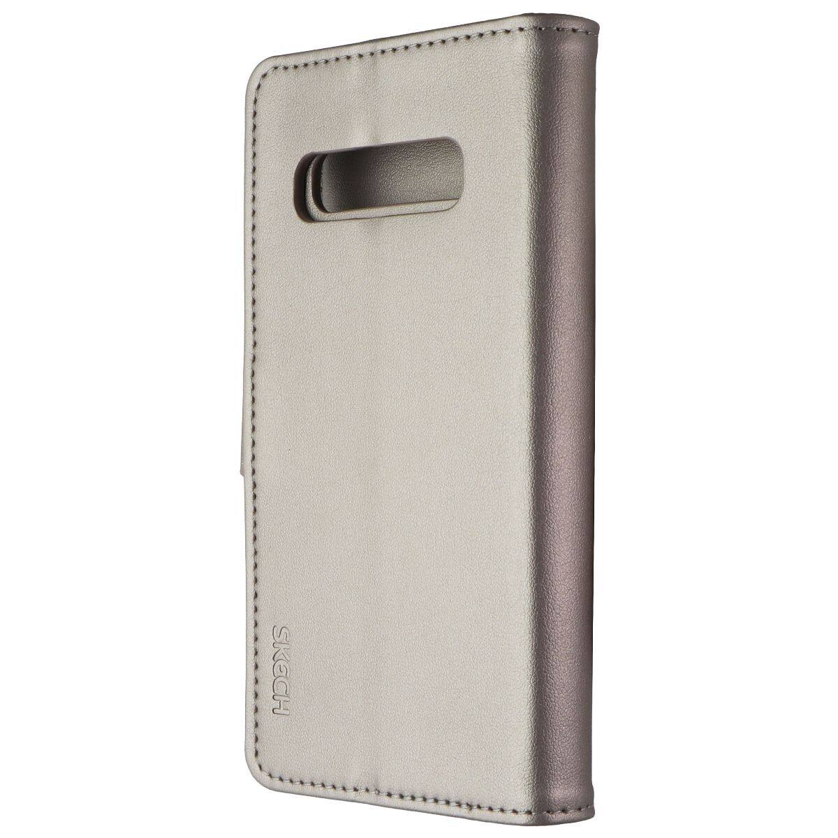Front. Skech - Skech Polo Book Clutch Wallet Cover Detachable Case for Galaxy S10 - Gold - Gold.
