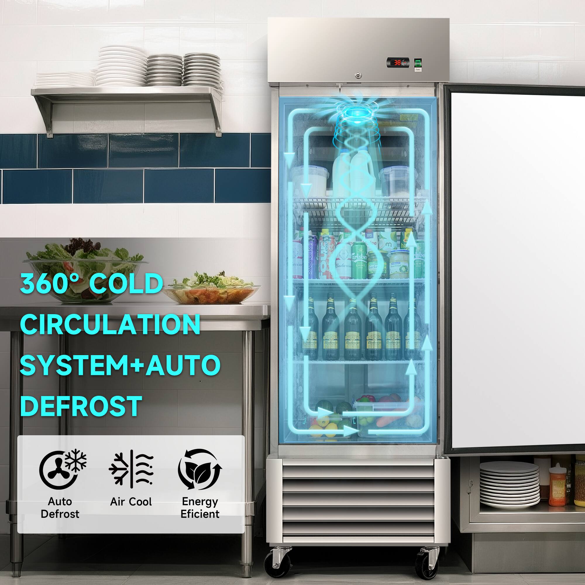 360° COLD CIRCULATION SYSTEM + AUTO DEFROST

- Auto Defrost
- Air Cool
- Energy Efficient