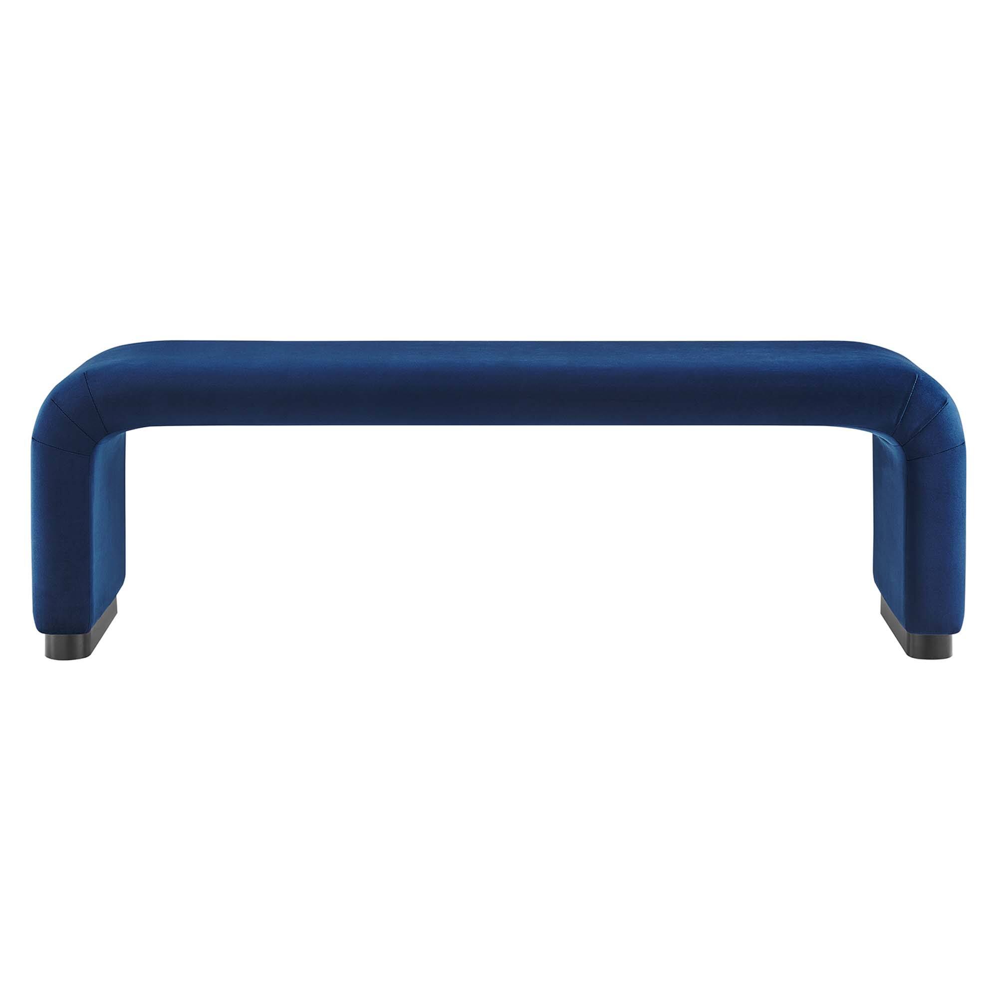 Alt View 1. Modway - Koda Performance Velvet Waterfall Long Bench by Modway - Blue.