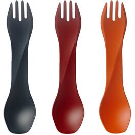 Humangear - Uno Travel Utensil 3-Pack - Red/Gray/Orange