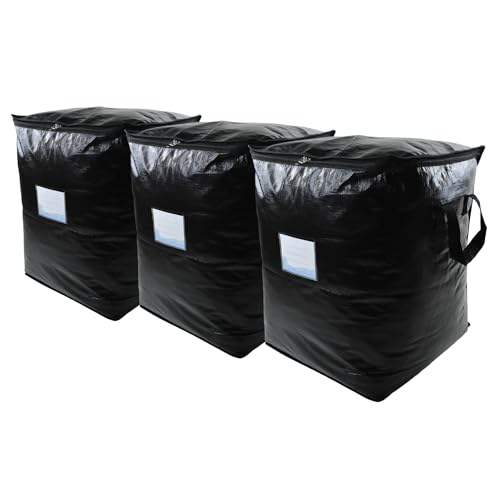 Front. Vulpecula Spade - 3 Pack 91L Storage Bags for Clothes, Moving Bags Heavy Duty Extra Large with Reinforced Handle, Storage Containers for - ‎Black.