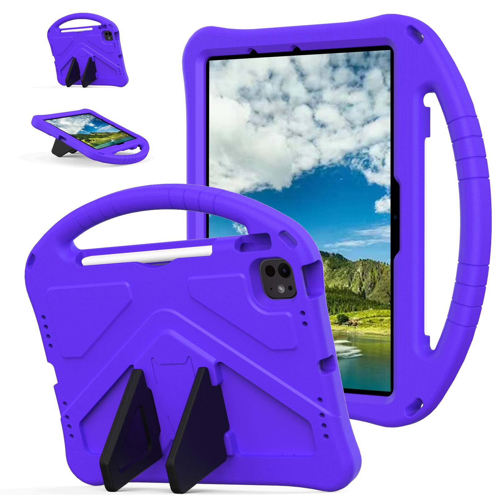 Front. UUCOVER - Kids Case for iPad Air 11-inch M4 2026/M3/M2 / iPad Pro 11" M5/M4 (2025/2024),Shockproof EVA Case Handle Kickstand Cover - Purple.