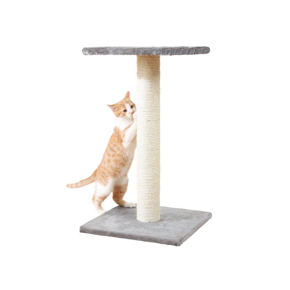 Left. TRIXIE - Espejo Sisal Cat Scratching Post with Plush Platform - Gray.