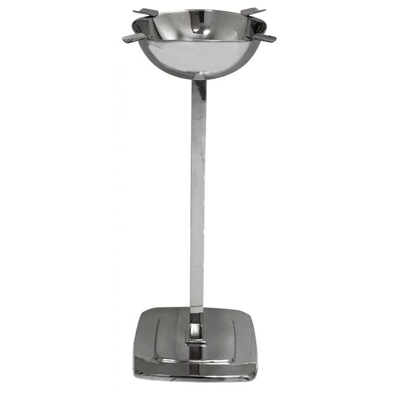 Angle. Prestige - Smokin Ash' Standing Quadrangle Cigar Ashtray (Stainless) - Polished Stainless Steel.