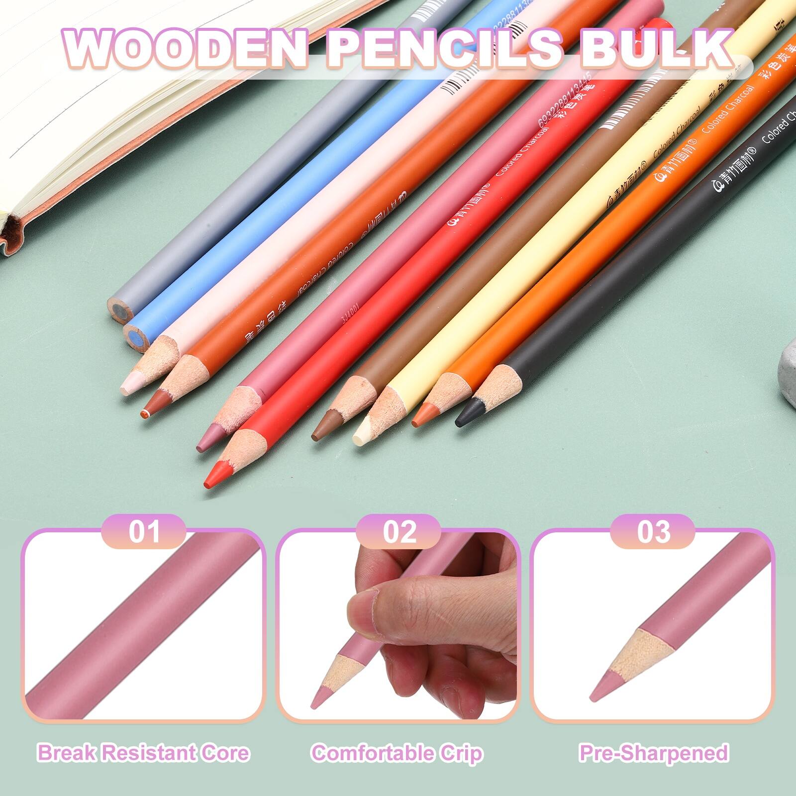 Unique Bargains 2pcs Color Drawing Pencils Graphite Sketch Colored ...