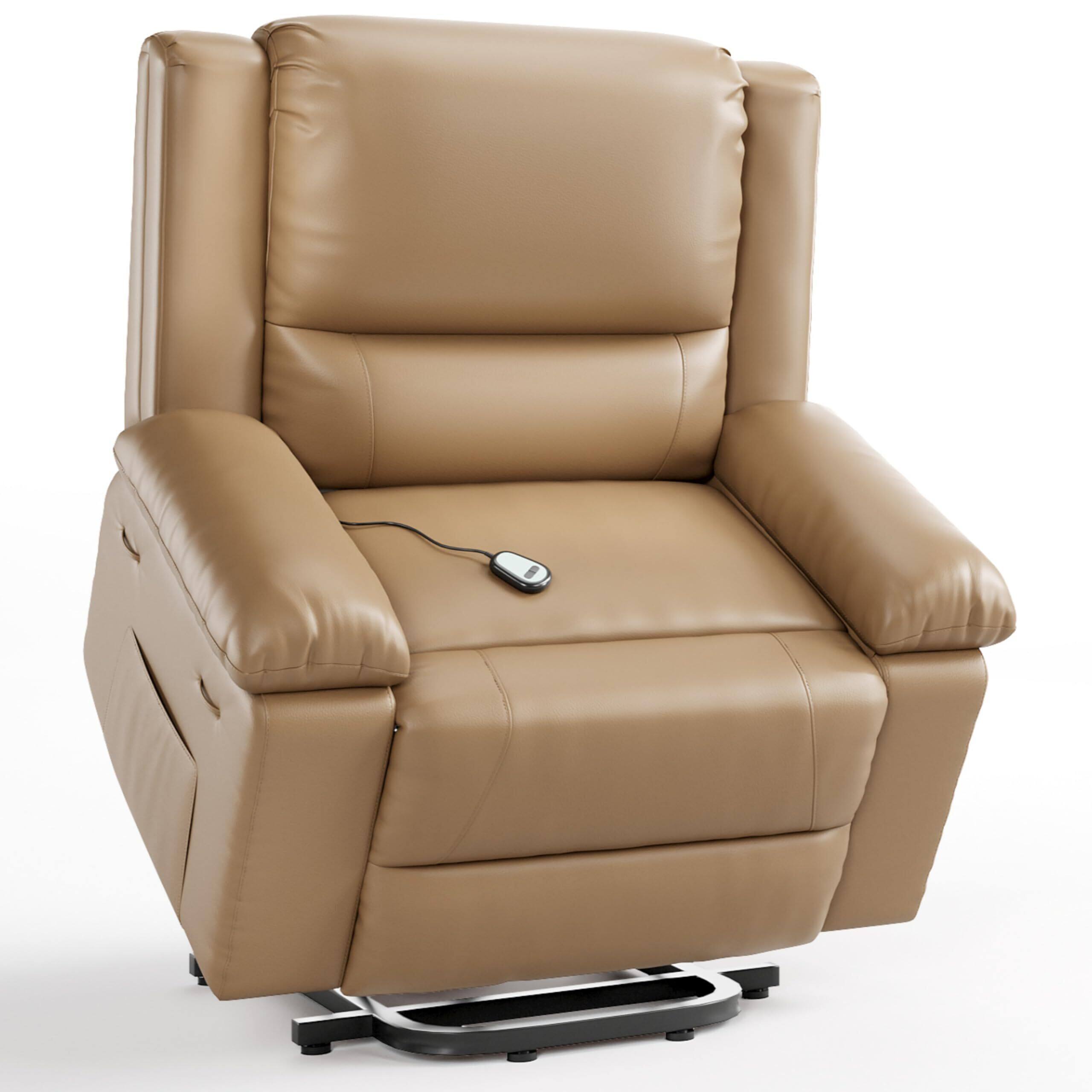 Front. Babevy - Oversized Electric Lift Recliner Chair - Heat and Massage - Yellow.