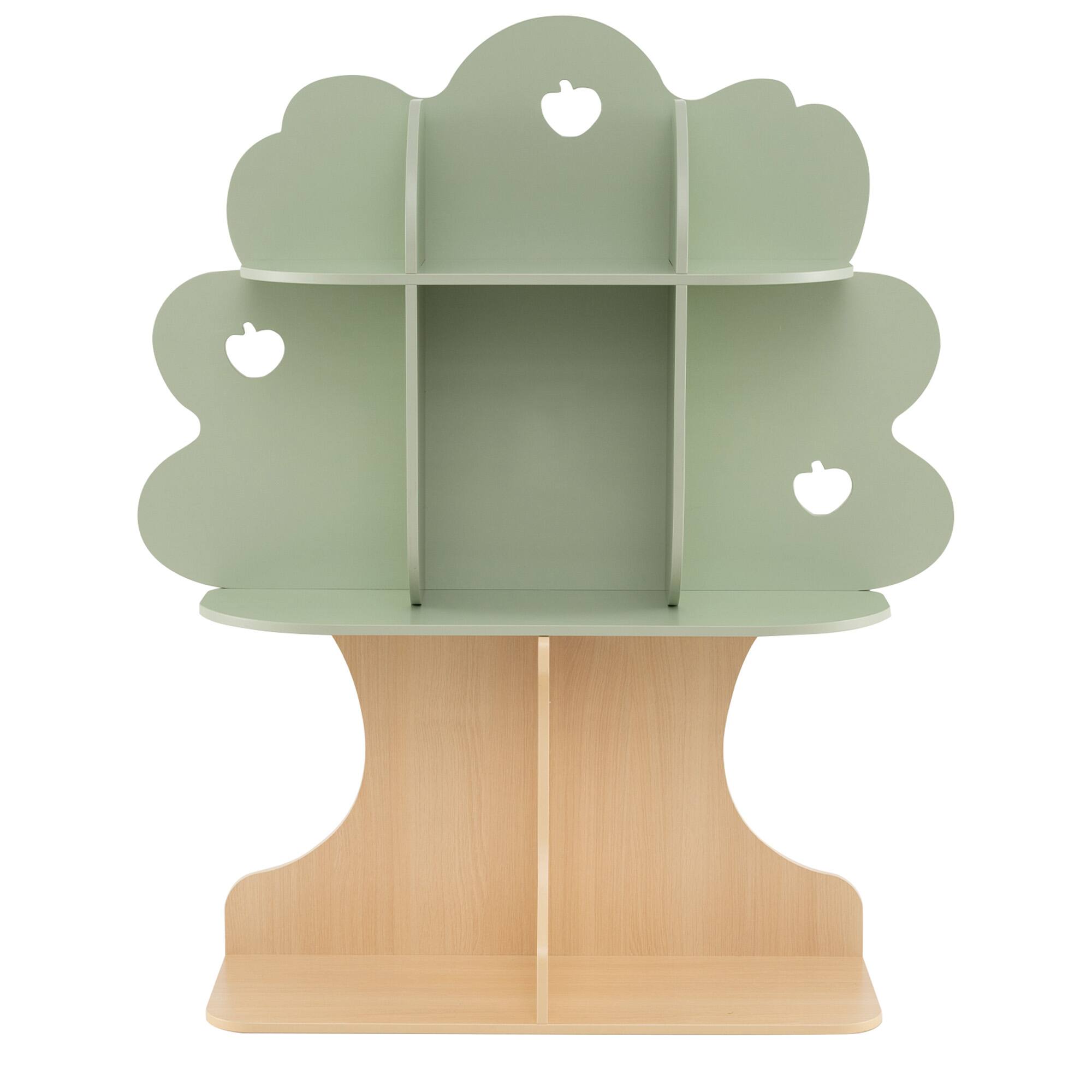 Front. Costway - Costway 45" Kids Tree Bookshelf with Open Shelves for Reading Nook, Nursery, Classroom - Green & Natural.